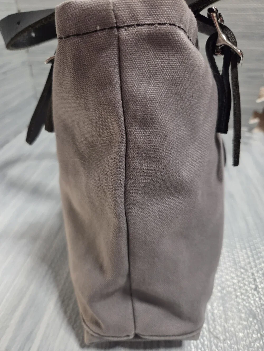 Duluth Pack Canvas & Leather Lakewalk Tote Grey Purse Bag Women’s
